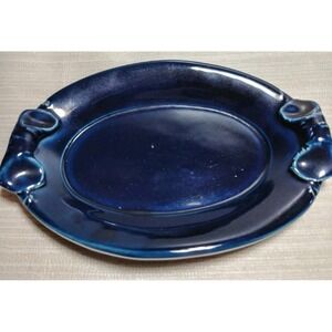 Handmade Clay Grigsby‎ Studio Pottery Tray Cobalt Blue Oval Platter Ceramic...